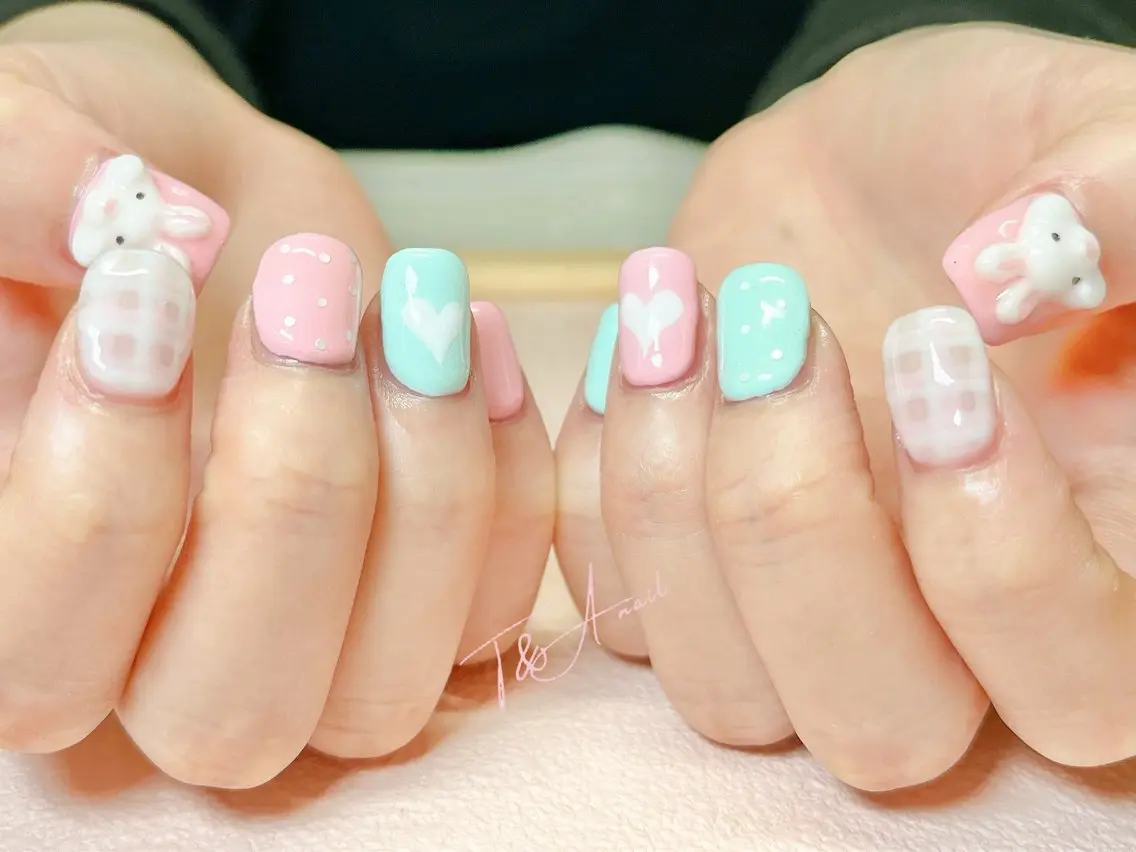 ネイル ジェルネイル ハート ニュアンスネイル パステルネイル スカルプネイル T&A nailのネイルデザイン