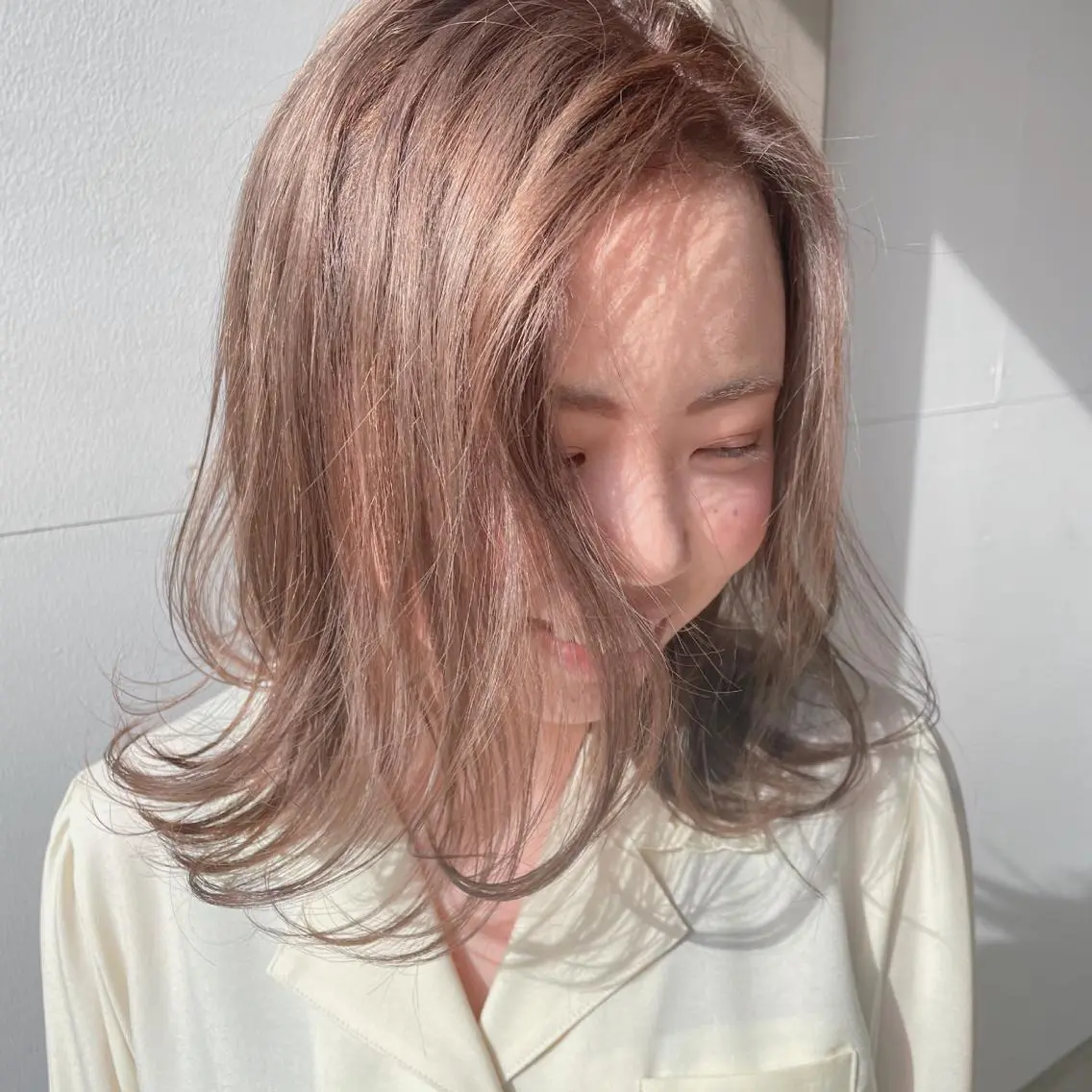 ミディアム カラー ヘアアレンジ ブリーチ なつき/艶ピンク/ girly hairのヘアスタイル