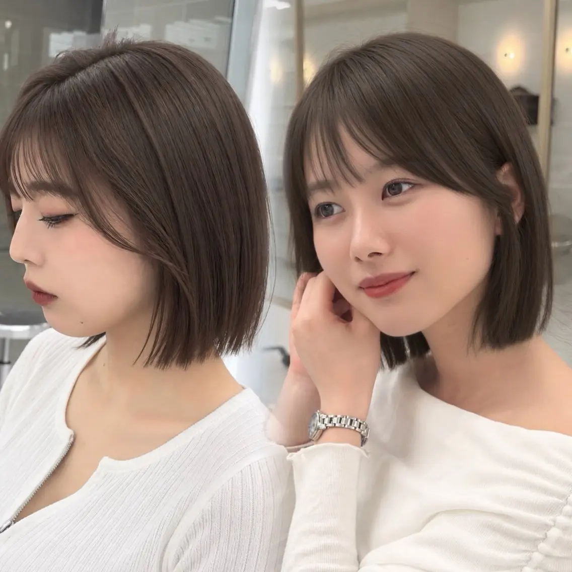 ミディアム カラー 透明感カラー ボブ カット ヘアカラー トリートメント mei タッセルボブ 縮毛矯正🧚‍♂️のヘアスタイル