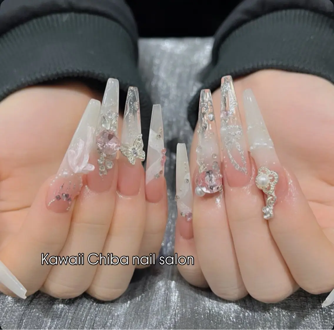ネイル チークネイル 桜ネイル 長さ出し フラワーネイル フレンチネイル ハンドネイル ハンドケア Kawaii Chiba nailのネイルデザイン