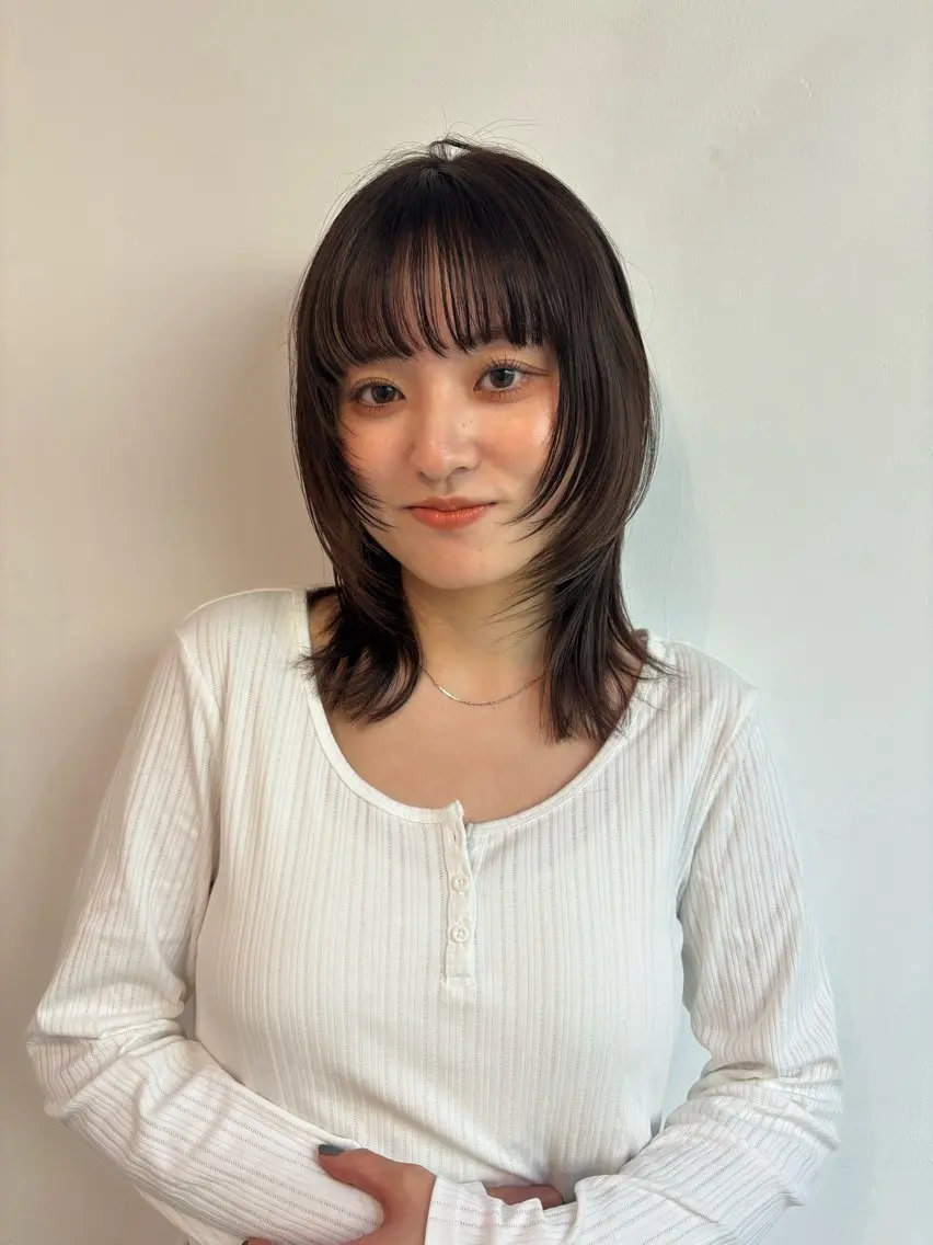 ミディアム カット ヘアカラー sakura🌸 レイヤー/韓国ヘアのヘアスタイル