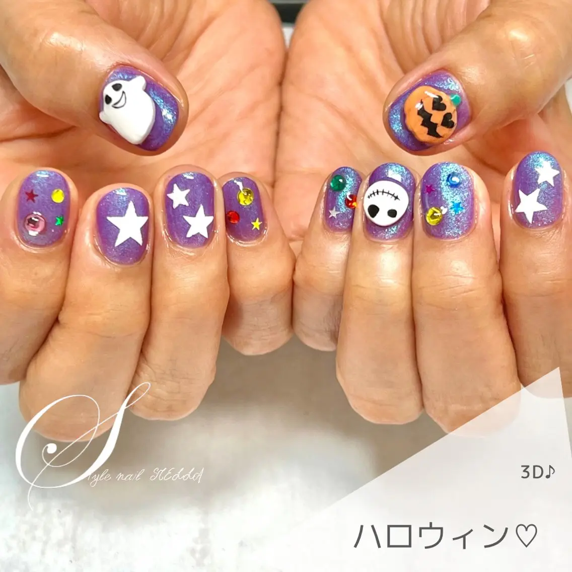 ネイル オーロラネイル ハロウィン ハンドネイル ステラ marikominoのネイルデザイン