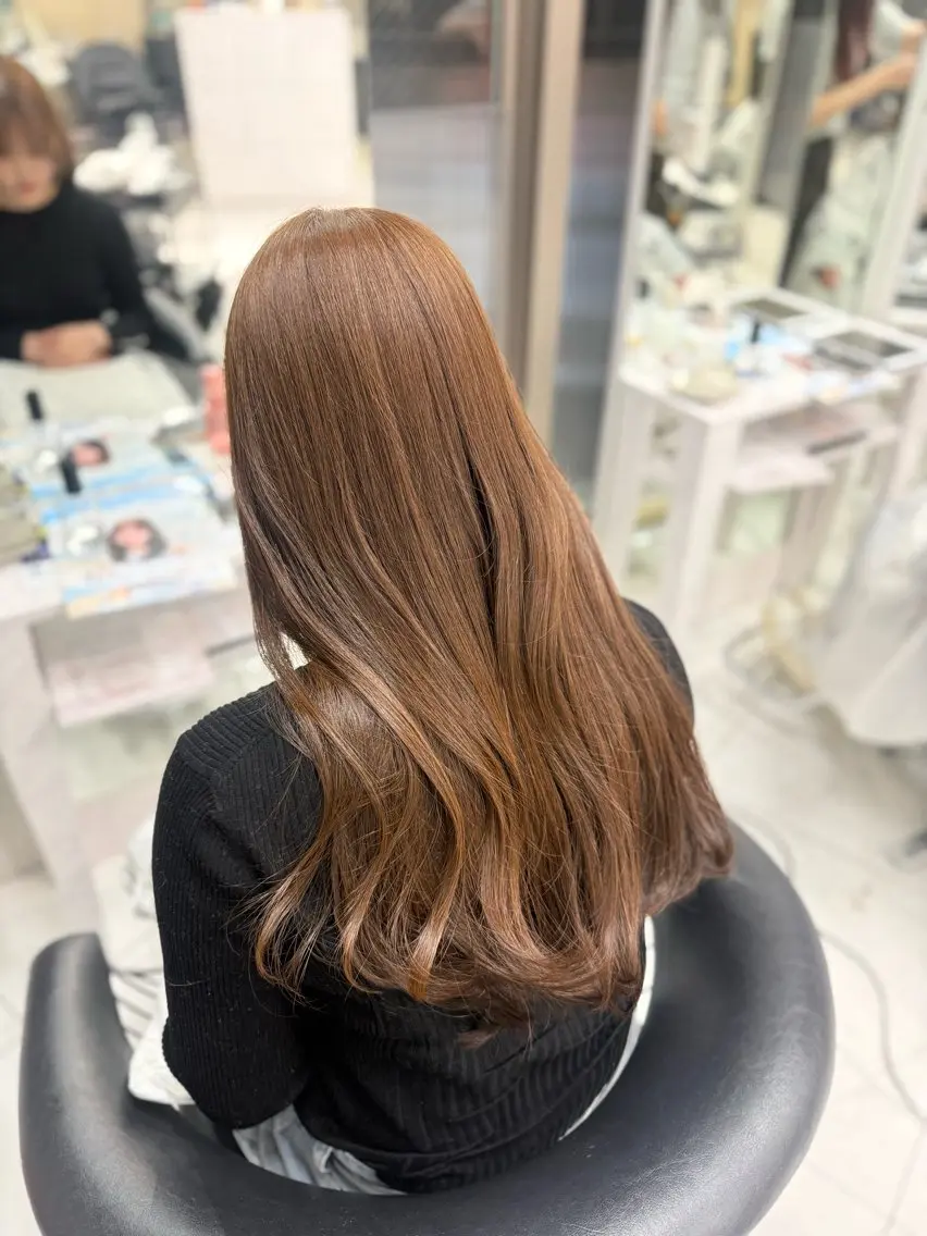 ロング カラー ベージュカラー Sae/クロスパーマ /盛れる顔周りのヘアスタイル