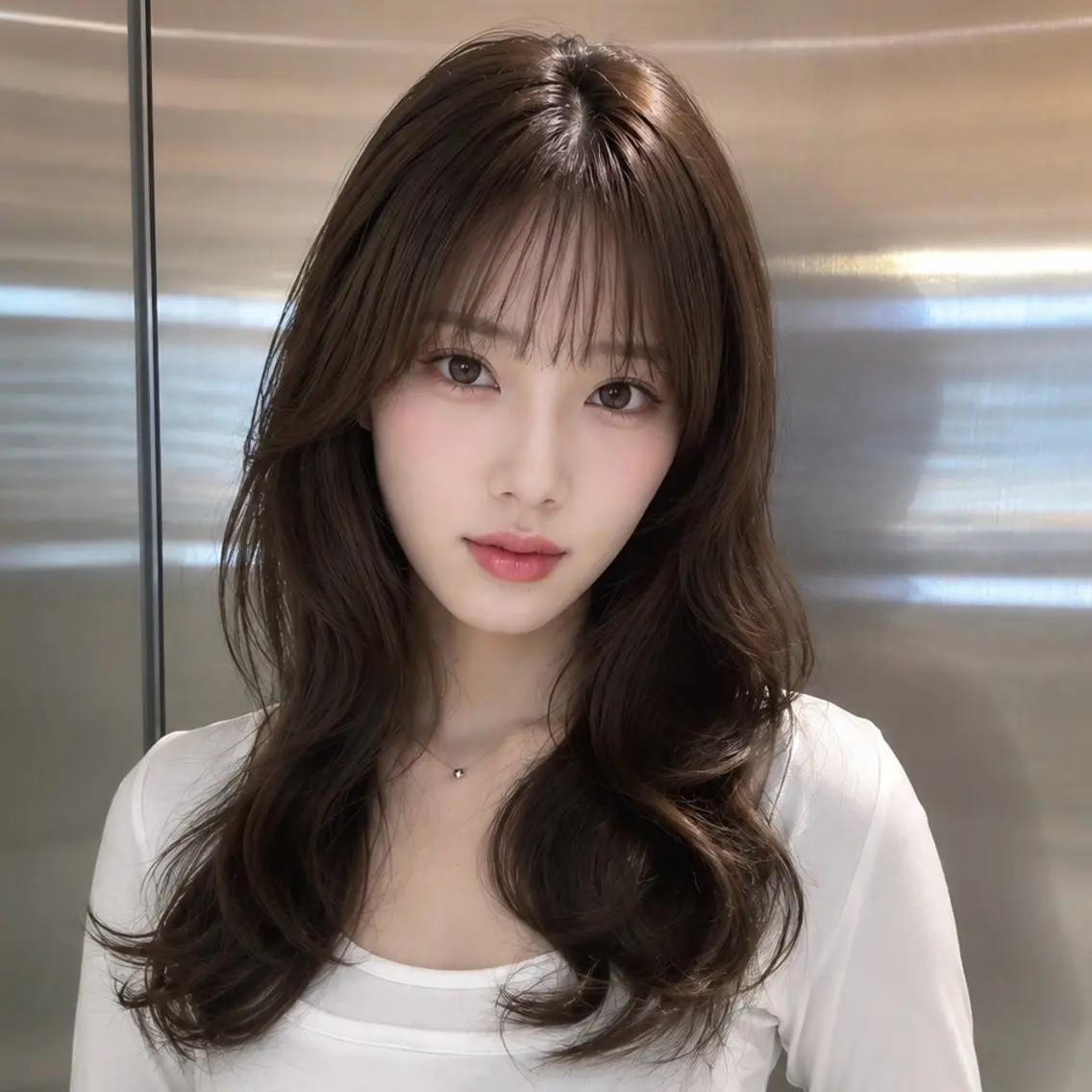 ロング カラー ヘアアレンジ ブラウンカラー 透明感カラー ナチュラルブラウン 韓国風ヘア レイヤーカット カット ヘアカラー トリートメント 韓国ヘア/ロー レイヤー/Rumiのヘアスタイル