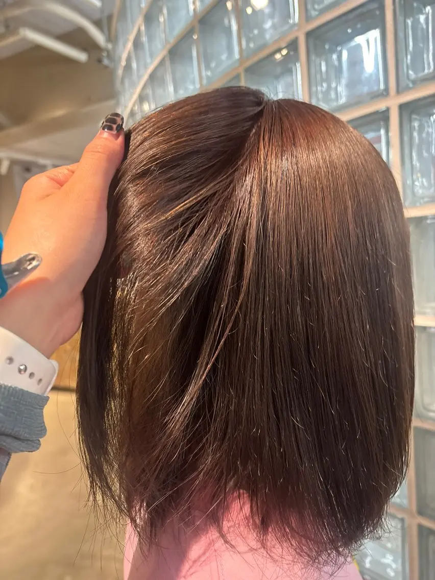 ミディアム カラー ブラウンカラー 透明感カラー ヘアカラー 林 璃乙菜のヘアスタイル
