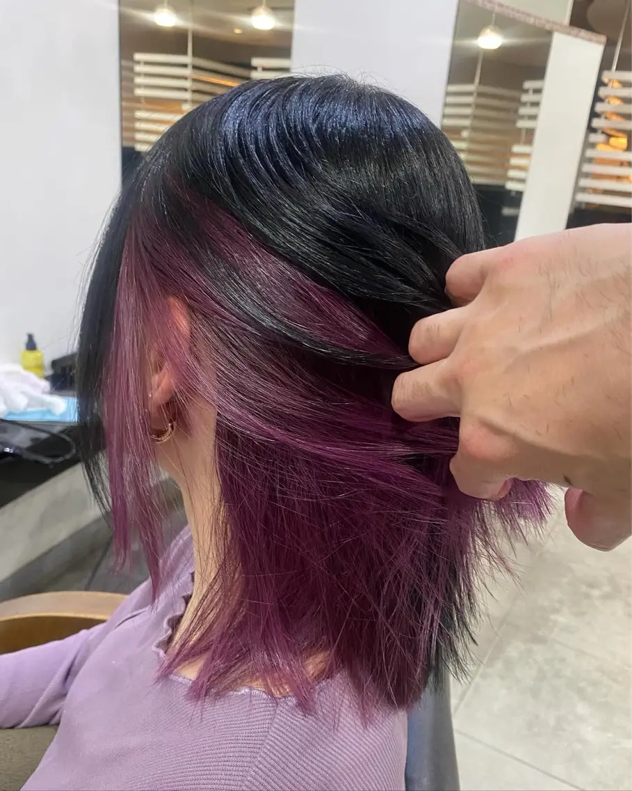 ミディアム カラー ヘアアレンジ ラベンダーカラー 烏山 達也のヘアスタイル
