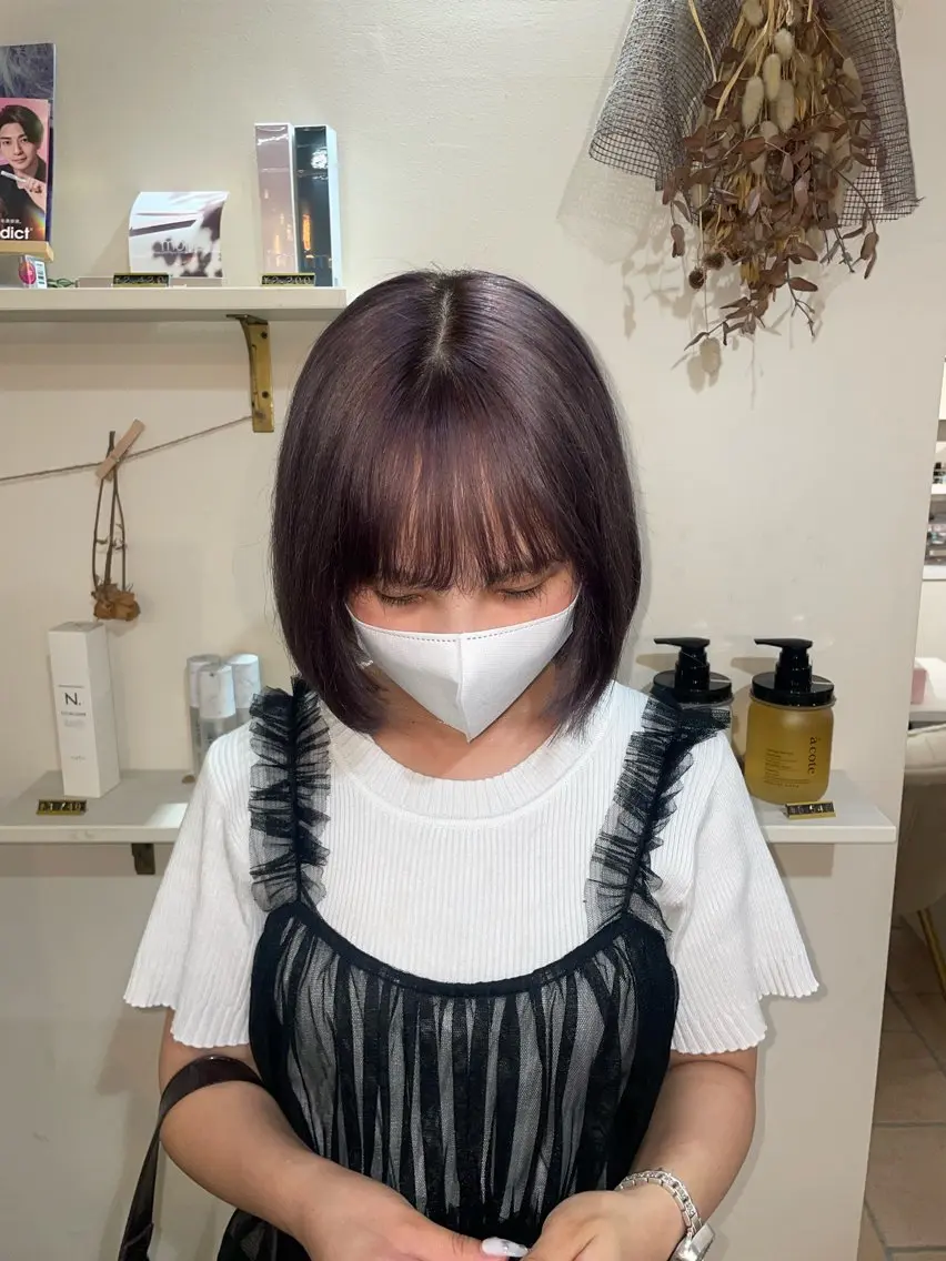 ショート カラー 顔周りレイヤー☆ スパ☆石上遥楓のヘアスタイル