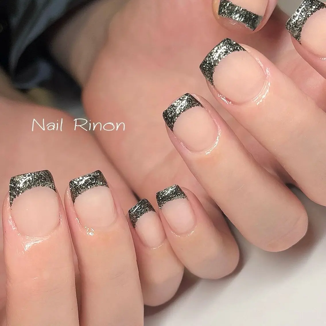 ネイル フレンチネイル ラメ(グリッター) ハンドネイル Nail Rinonのネイルデザイン