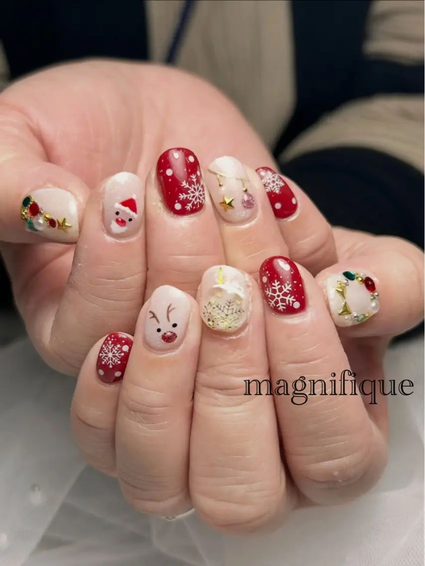 ネイル アートネイル ロングネイル ショートネイル 冬ネイル クリスマス プライベートサロン マニフィークのネイルデザイン