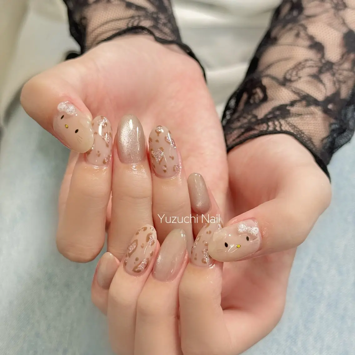 ネイル 長さ出し キラキラネイル ハンドネイル Yuzuchi Nailのネイルデザイン
