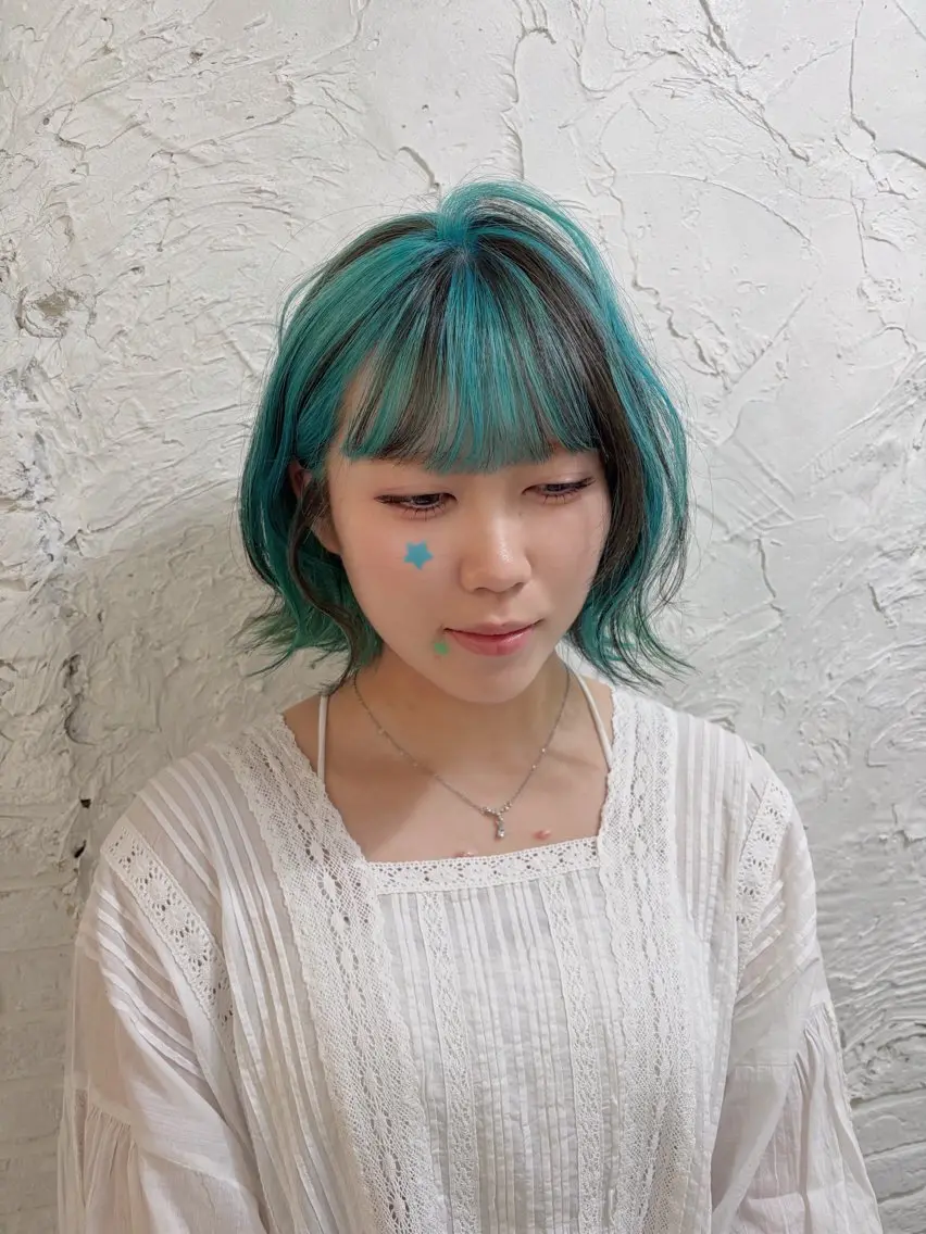 ショート カラー ブラウンカラー デザインカラー ダブルカラー ミント ミントグリーン ヘアカラー girly/ヘア メイクMitsukiのヘアスタイル