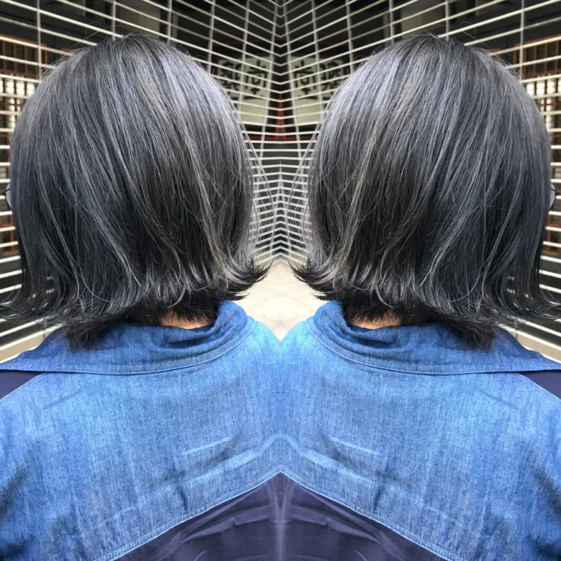 ショート カラー ブルーカラー ブルーグレー ブルーグレージュ グレージュ 韓国🇰🇷 ✂︎hair 内田愛のヘアスタイル