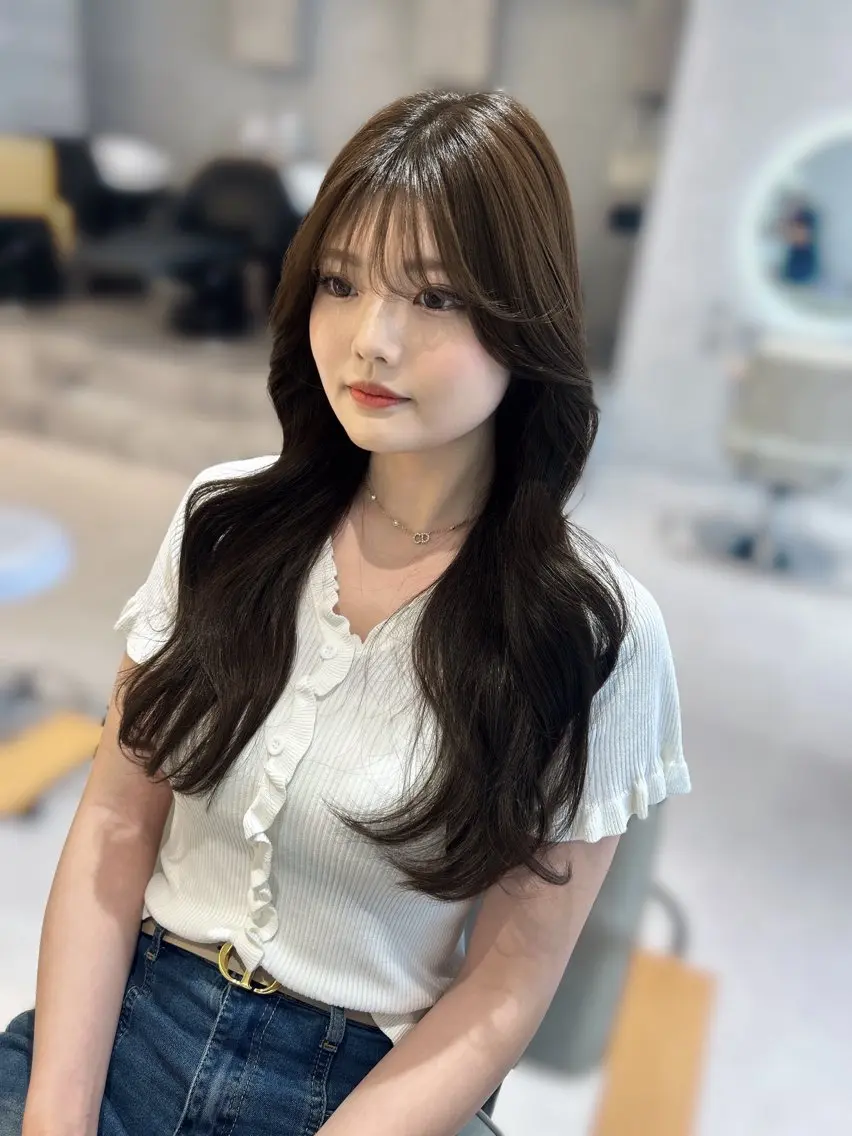 ロング カット ヘアカラー 韓国風×髪質改善 ゆりのヘアスタイル