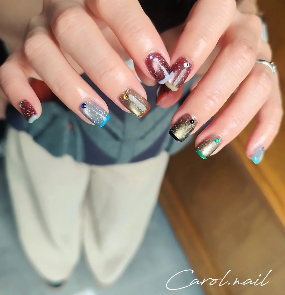 ネイル フレンチネイル マグネットネイル carol nailのネイルデザイン