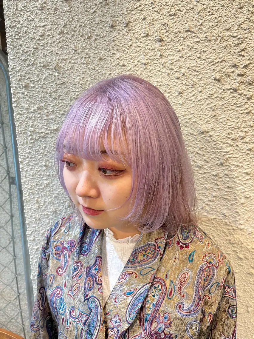 ミディアム カラー ヘアアレンジ カット ヘアカラー トリートメント 🍀透明感カラー×垢 抜けボブ リクト💥のヘアスタイル