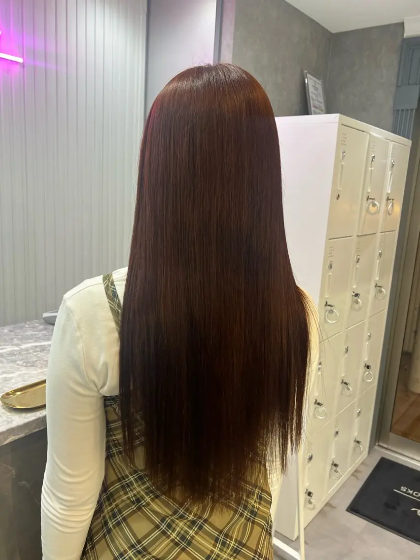 ロング カラー ブラウンカラー オレンジ オレンジブラウン ヘアカラー 本間 絵理奈‎のヘアスタイル