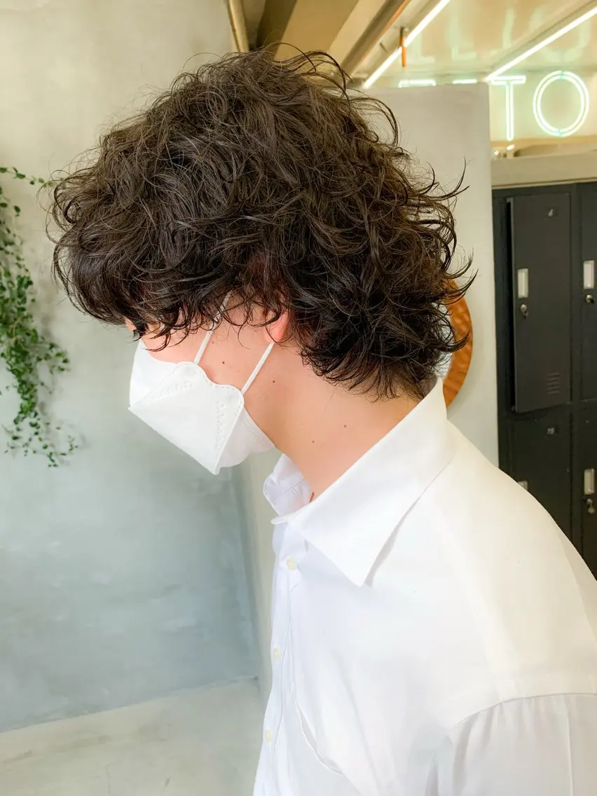 メンズ メンズパーマ メンズウルフカット ウルフカット カット パーマ 横井伴典 名古屋駅 メンズパーマ/カットのヘアスタイル