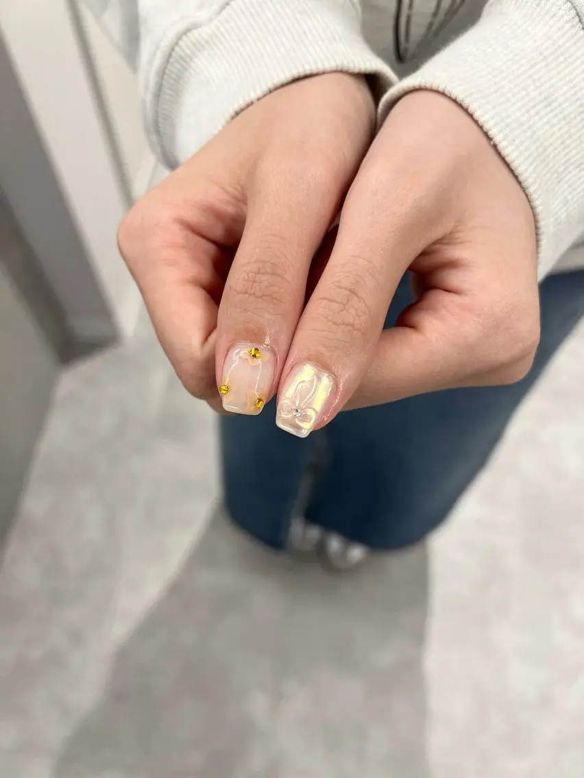 ネイル ジェルネイル ニュアンスネイル オレンジ パラジェル ぷっくりネイル Bana_ Nailのネイルデザイン