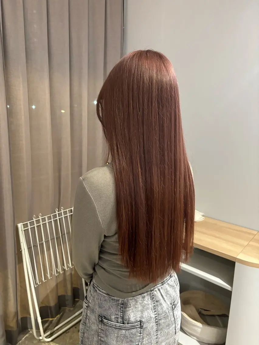 ロング カラー ブラウンカラー ピンクカラー 顔周りカット カット ヘアカラー 🐼 こゆきのヘアスタイル