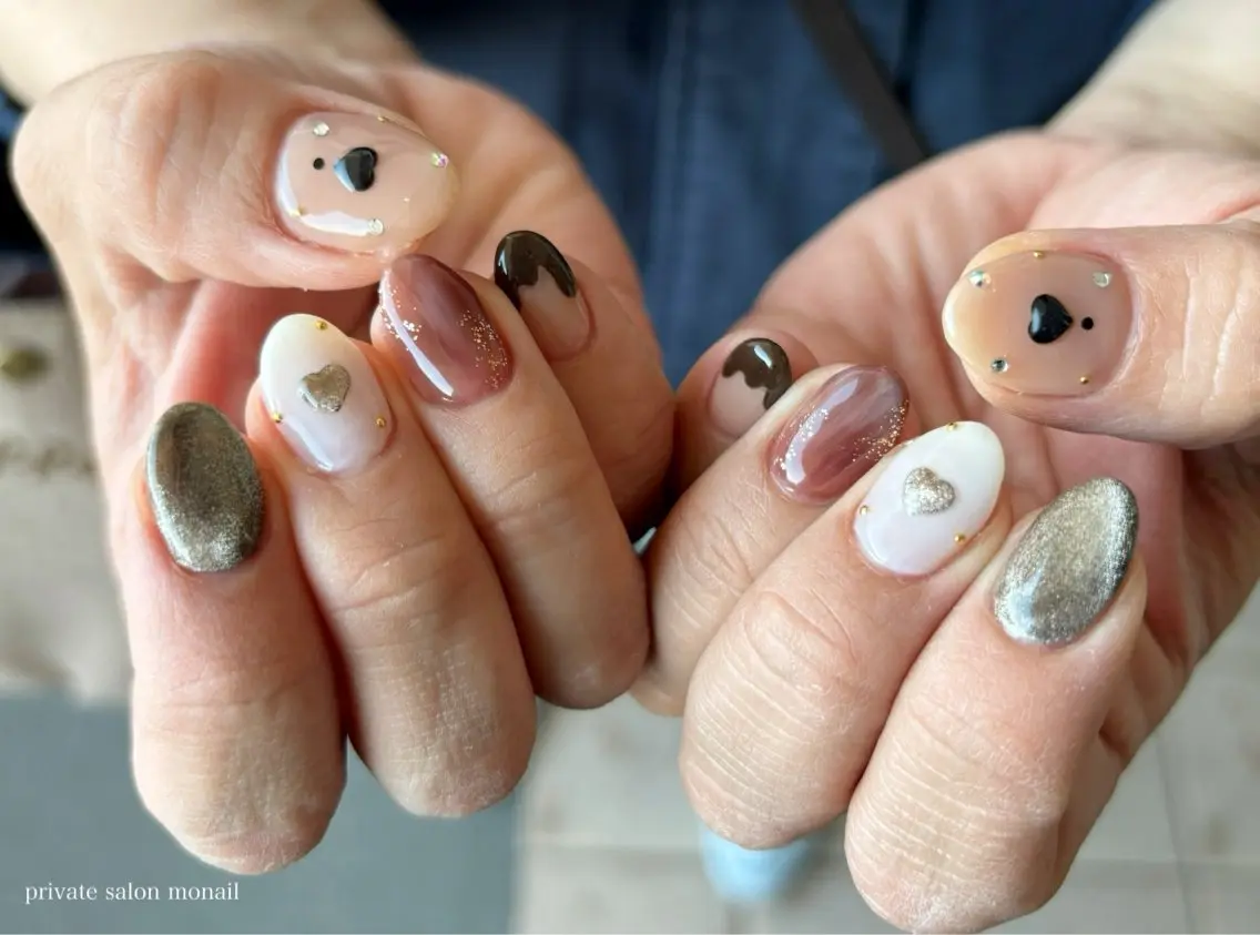 ネイル バレンタイン ハンドネイル nail salon monailのネイルデザイン