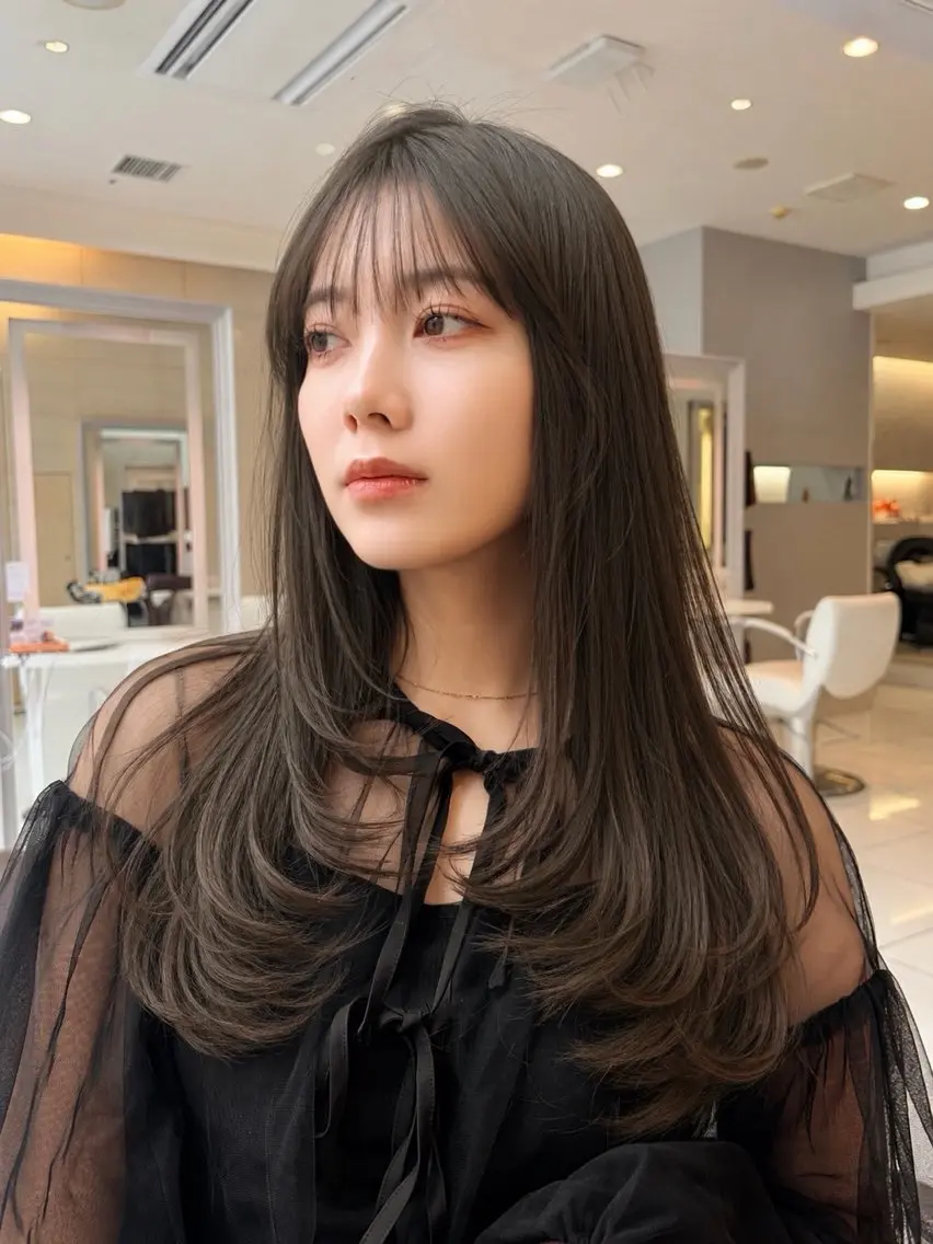 ミディアム カラー ワンカールレイヤー 顔周り☺︎shunのヘアスタイル