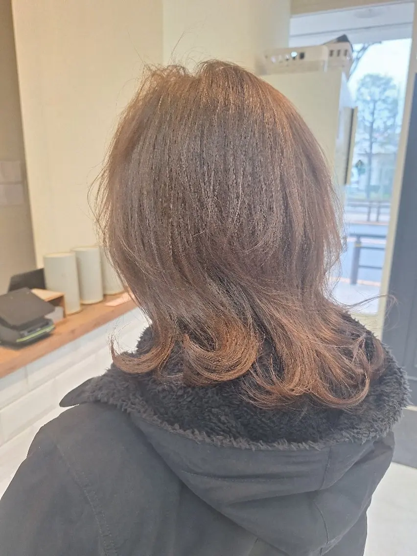 ミディアム ハイライト レイヤーカット 北村 恵美のヘアスタイル