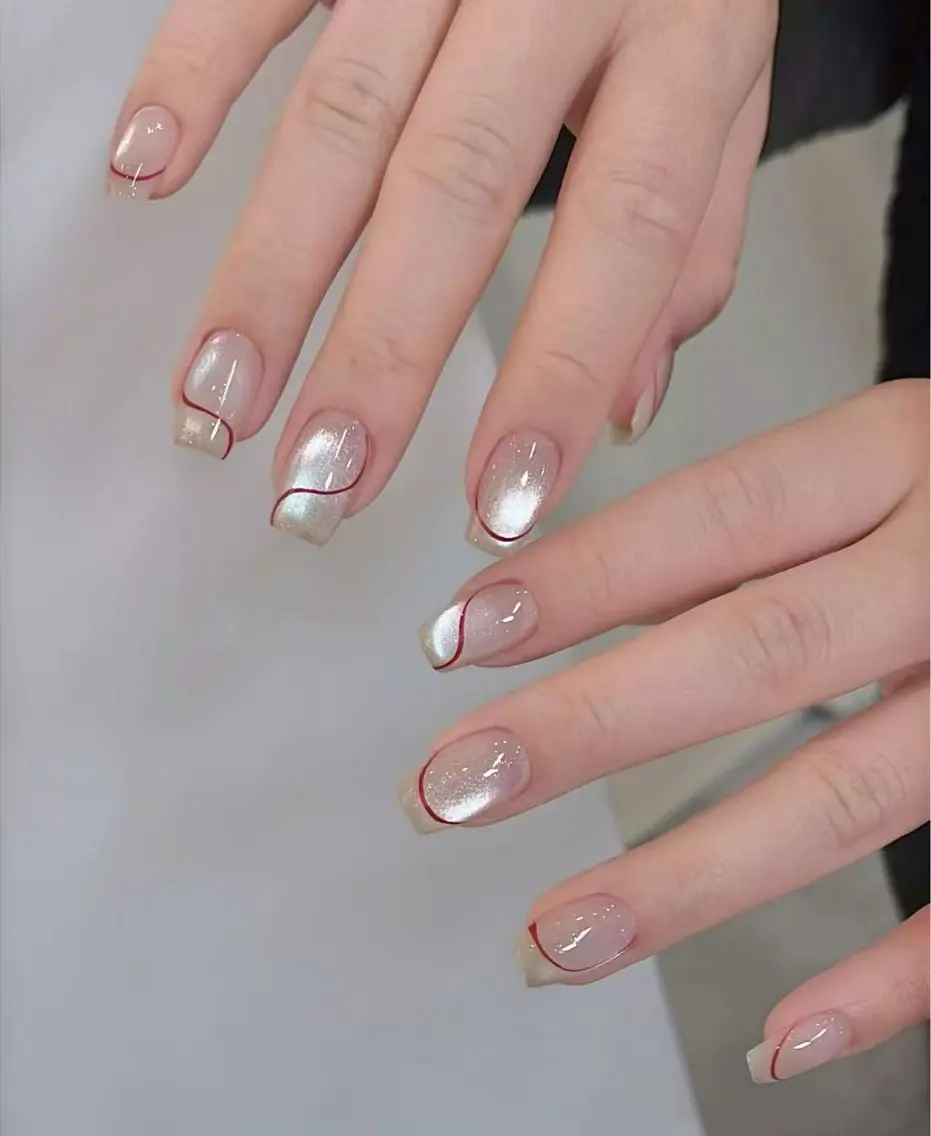 ネイル フラワーネイル フレンチネイル ジェルネイル ガラスフレンチ ハート ハンドネイル BabyYouMi nailのネイルデザイン