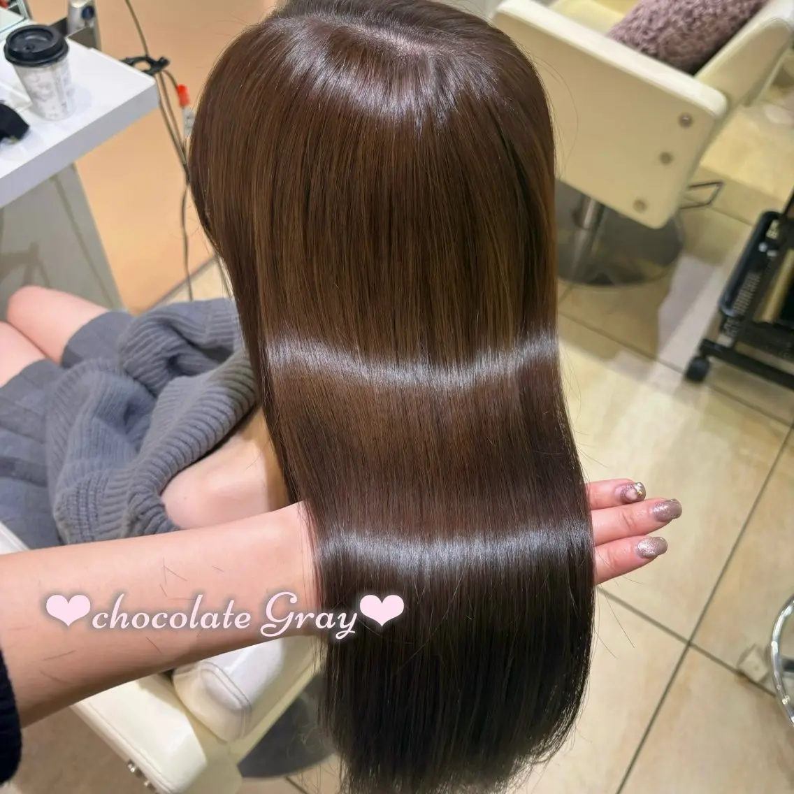 ロング カラー グレージュ カット ヘアカラー トリートメント 新宿/艶カラー 🎀韓国ヘアKANAのヘアスタイル