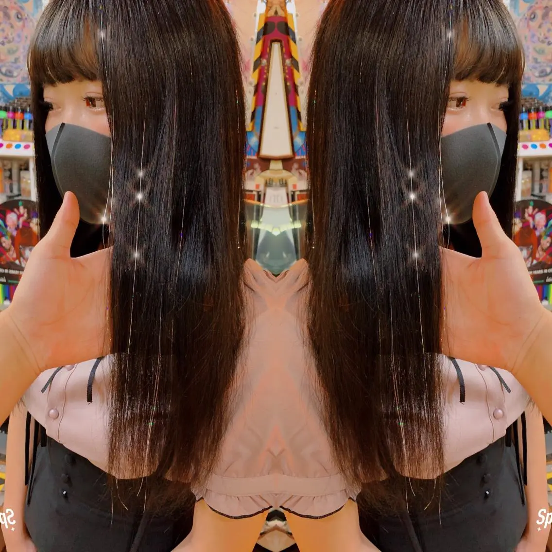 ミディアム カラー ヘアアレンジ エクステ 🌈派手髪エクステ ブレイズ🌈ひろとのヘアスタイル