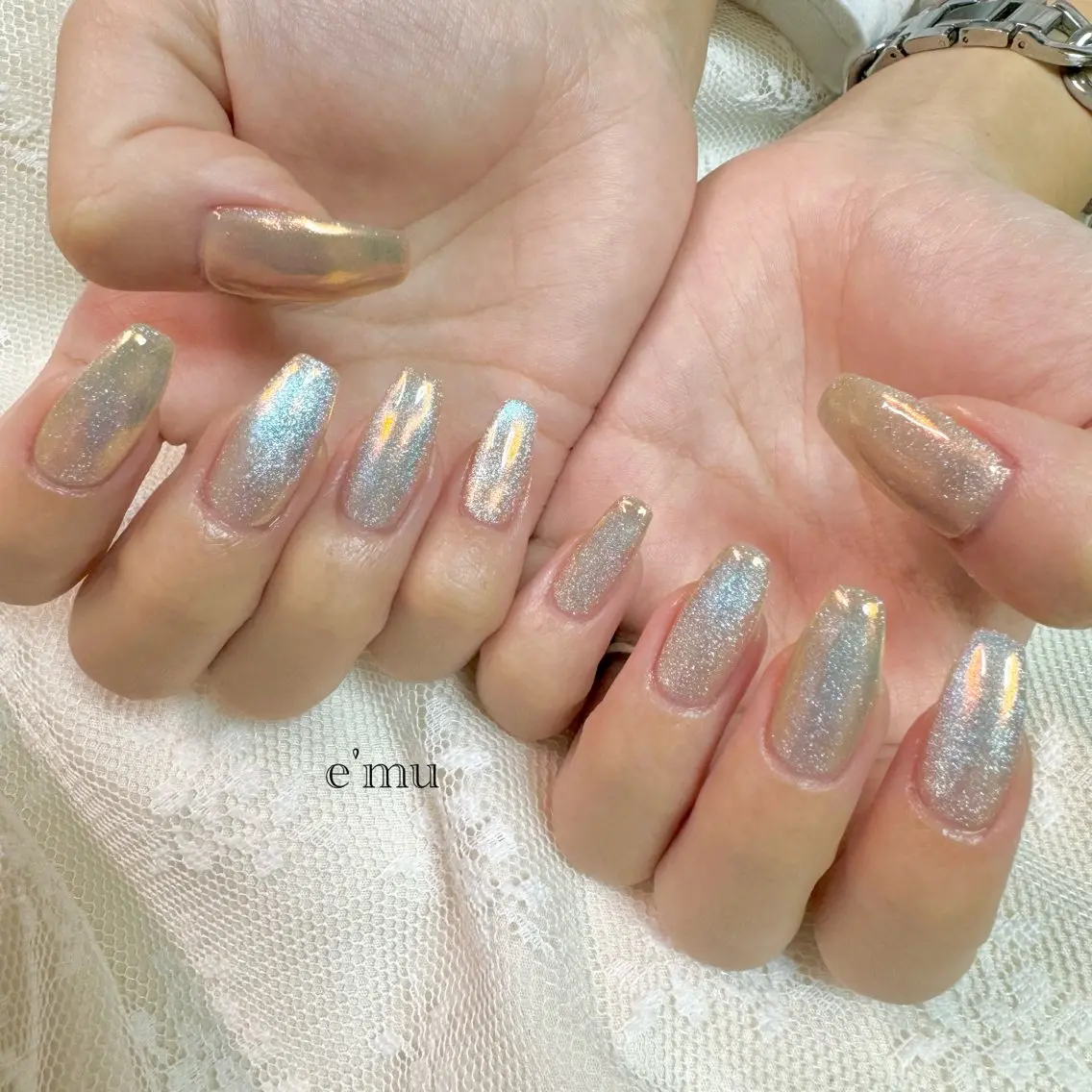 ネイル オーロラネイル マグネットネイル ハンドネイル nail salon e'mu💐のネイルデザイン