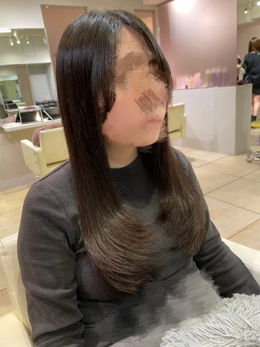 ロング カット ヘアカラー トリートメント 大人ガーリーベージュ カラー/新宿/ふたばのヘアスタイル
