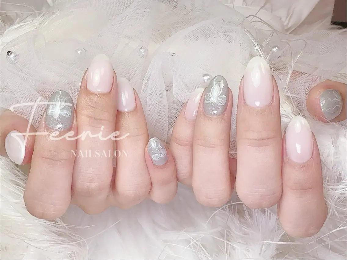ネイル アートネイル 韓国ネイル マグネットネイル シンプルネイル ワンホンネイル nail salon Feerieのネイルデザイン