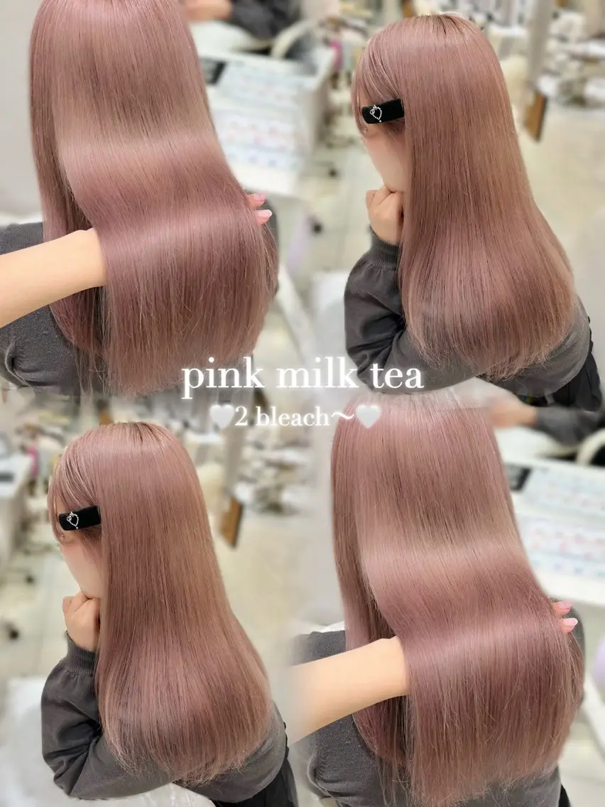 ロング カラー ベージュカラー ブリーチ ミルクティーベージュ ピンクカラー ヘアカラー トリートメント 🎀𝐧𝐚𝐨🎀 ピンク/ハイトーンのヘアスタイル