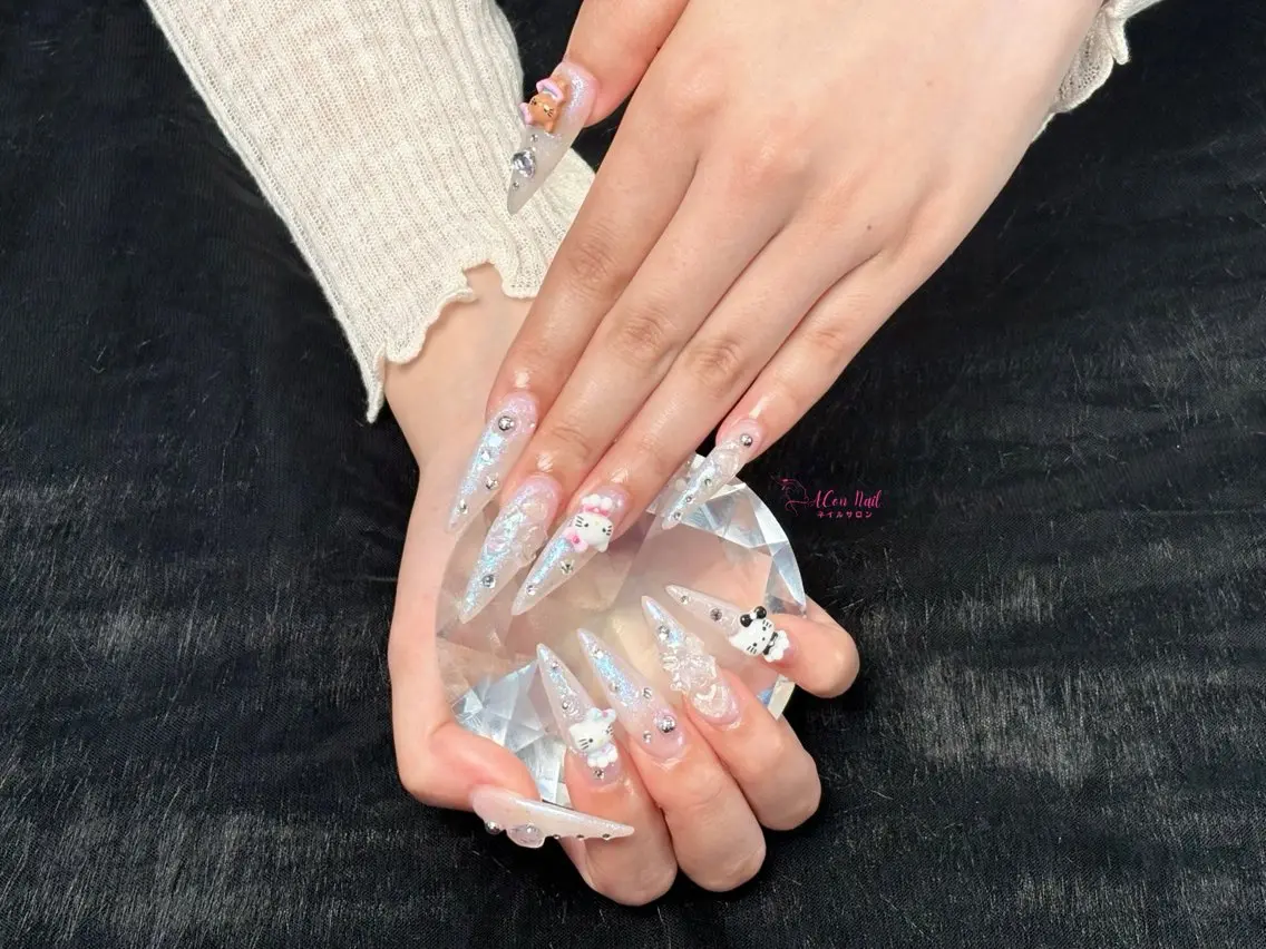 ネイル 桜ネイル 長さ出し フラワーネイル フレンチネイル ジェルネイル ハンドネイル ACon NailSalonのネイルデザイン