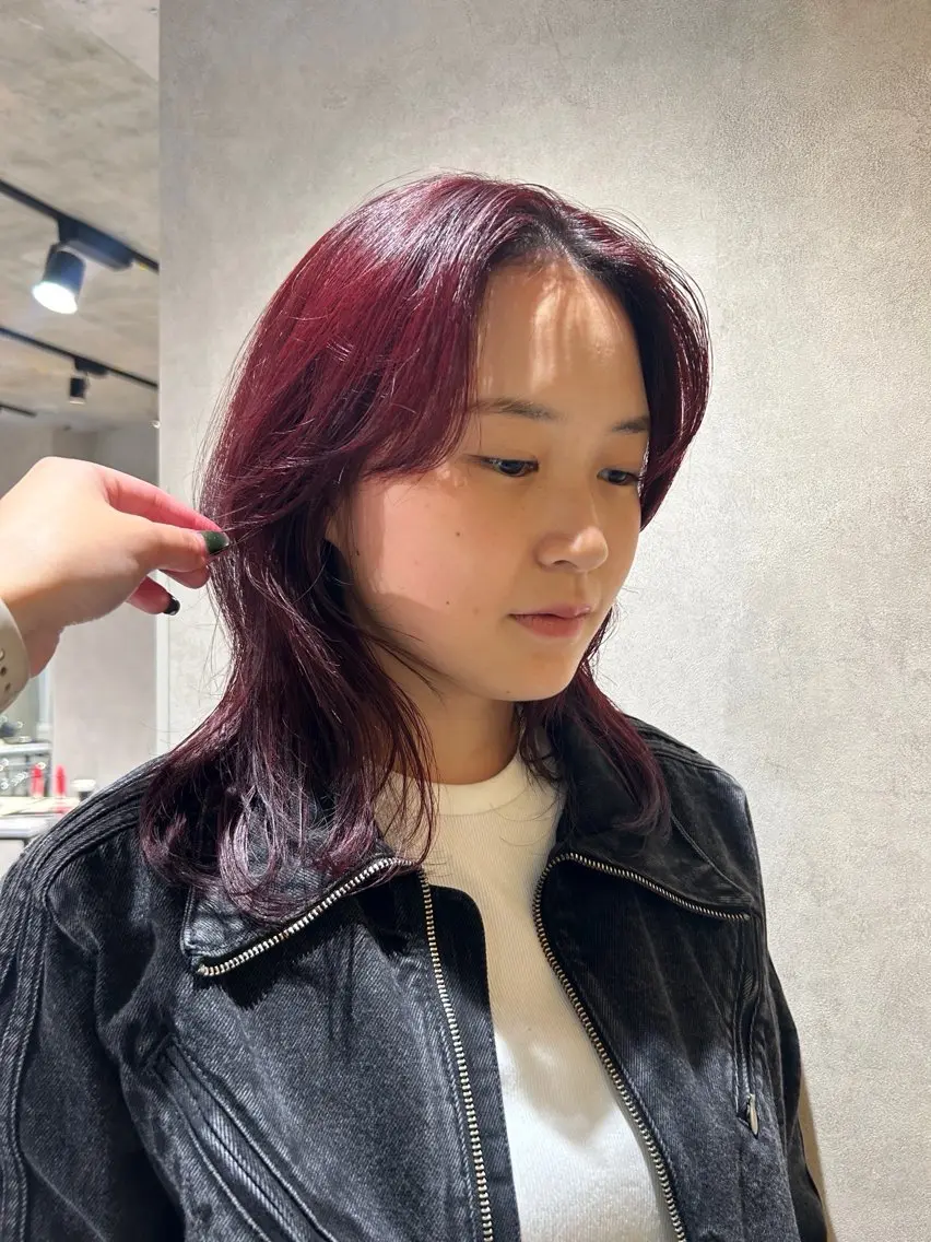 ミディアム ハッシュカット レイヤーカット カット ヘアカラー トリートメント ayano/パーマ/ 暖色カラーのヘアスタイル