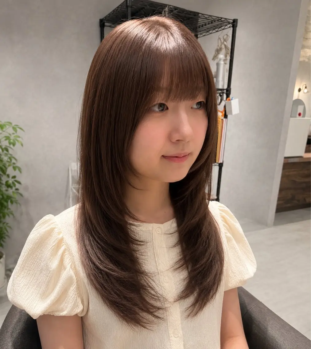セミロング 顔まわりレイヤー レイヤーカット 似合わせレイヤー/ 髪質改善/長瀬叶翔のヘアスタイル