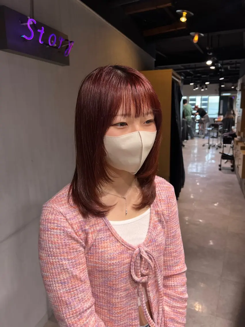 ミディアム カラー ブリーチ ブラウンカラー ブリーチなしカラー ピンクカラー ピンクブラウン カット ヘアカラー トリートメント NANAMI🩵 大人可愛い韓国ヘアのヘアスタイル