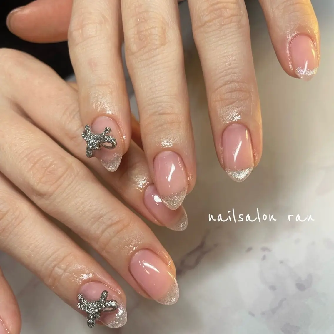 ネイル フレンチネイル マグネットネイル マグネットフレンチ ワンホンネイル ハンドネイル ハンドケア nailsalon ranのネイルデザイン