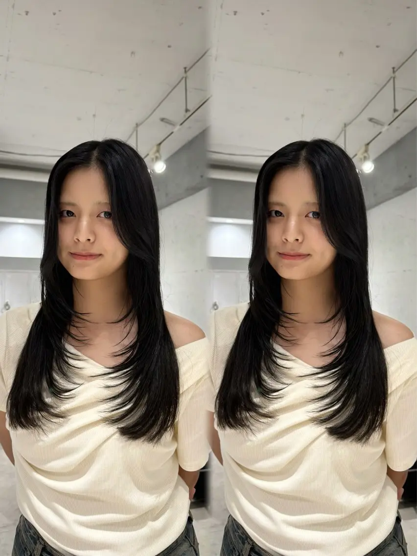 ロング レイヤーカット カット ヘアカラー トリートメント あんな🦋レイヤー カット/透明感カラーのヘアスタイル