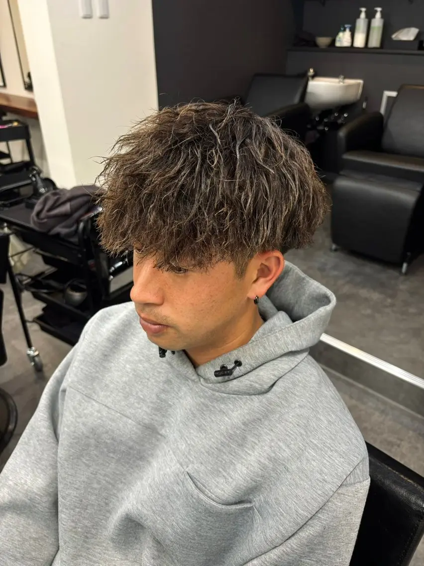 パーマ メンズ カット パーマ スパイキーパーマ 柏NO1 藤本葉のヘアスタイル