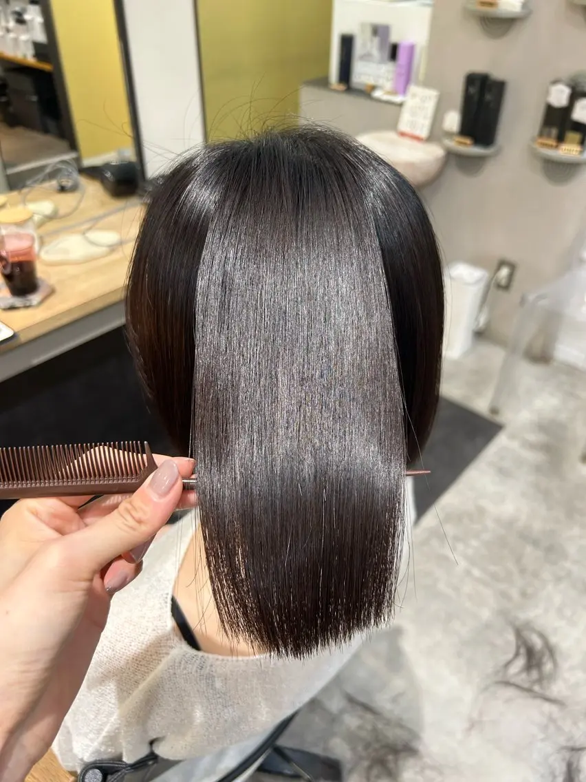 ショート パーマ 髪質改善 ストレートパーマ カット 縮毛矯正 トリートメント hubhair レイヤー/透明感のヘアスタイル