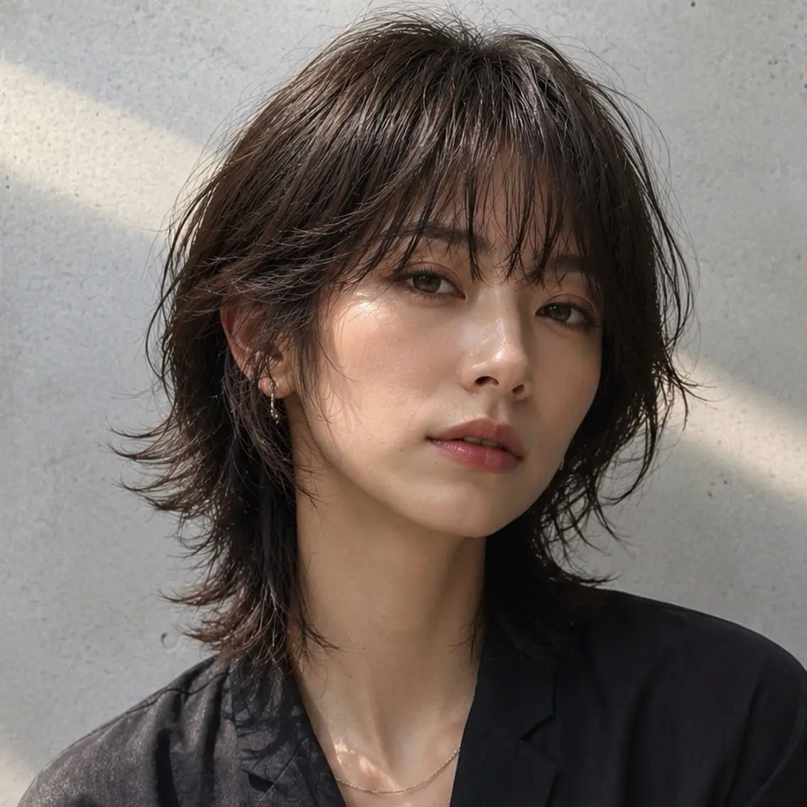 ショート カット ウルフ/レイヤー/ ブリーチカラーのヘアスタイル