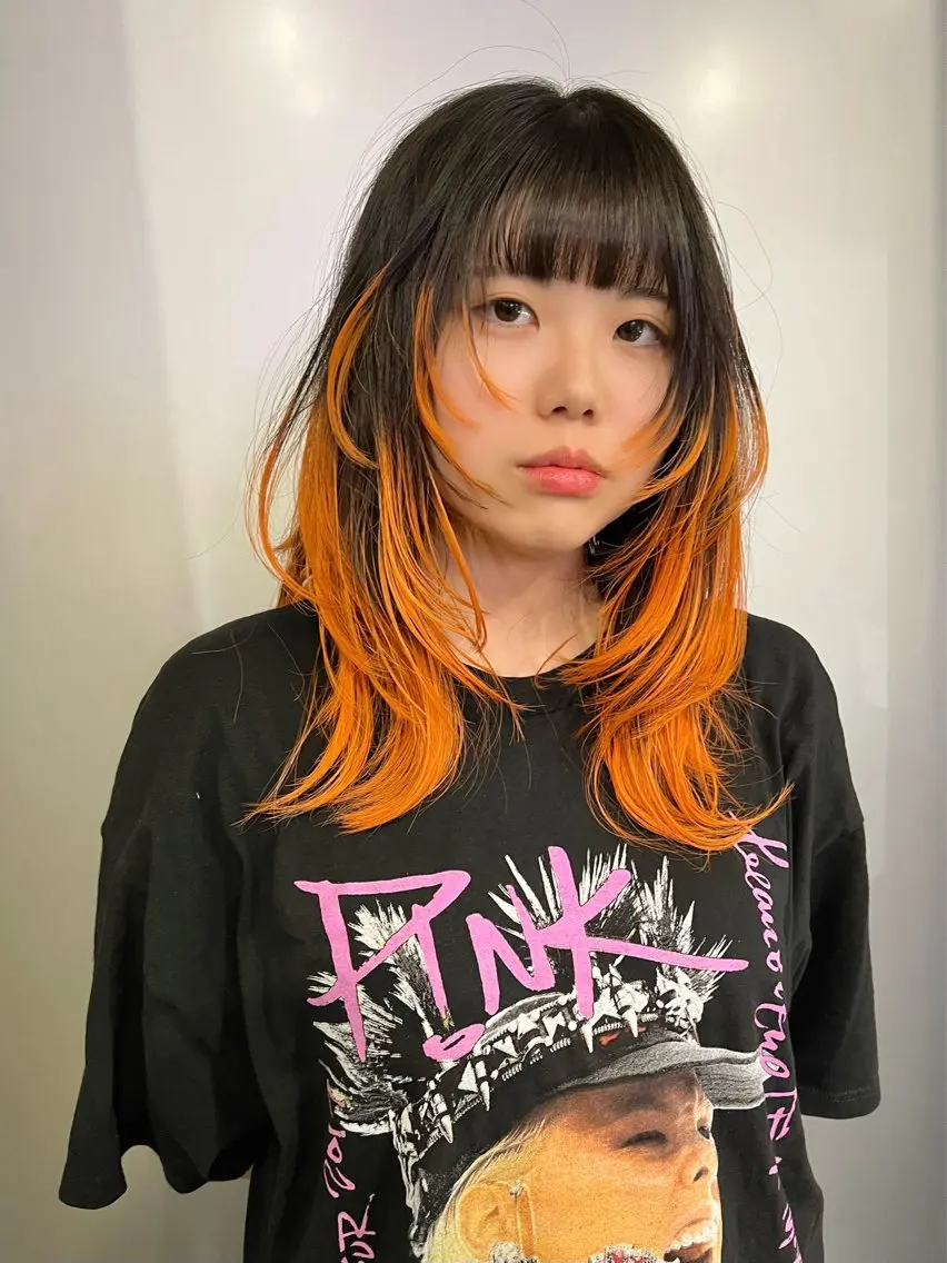 セミロング カラー レイヤーカット ボブカットモデル 募集中　ukaのヘアスタイル