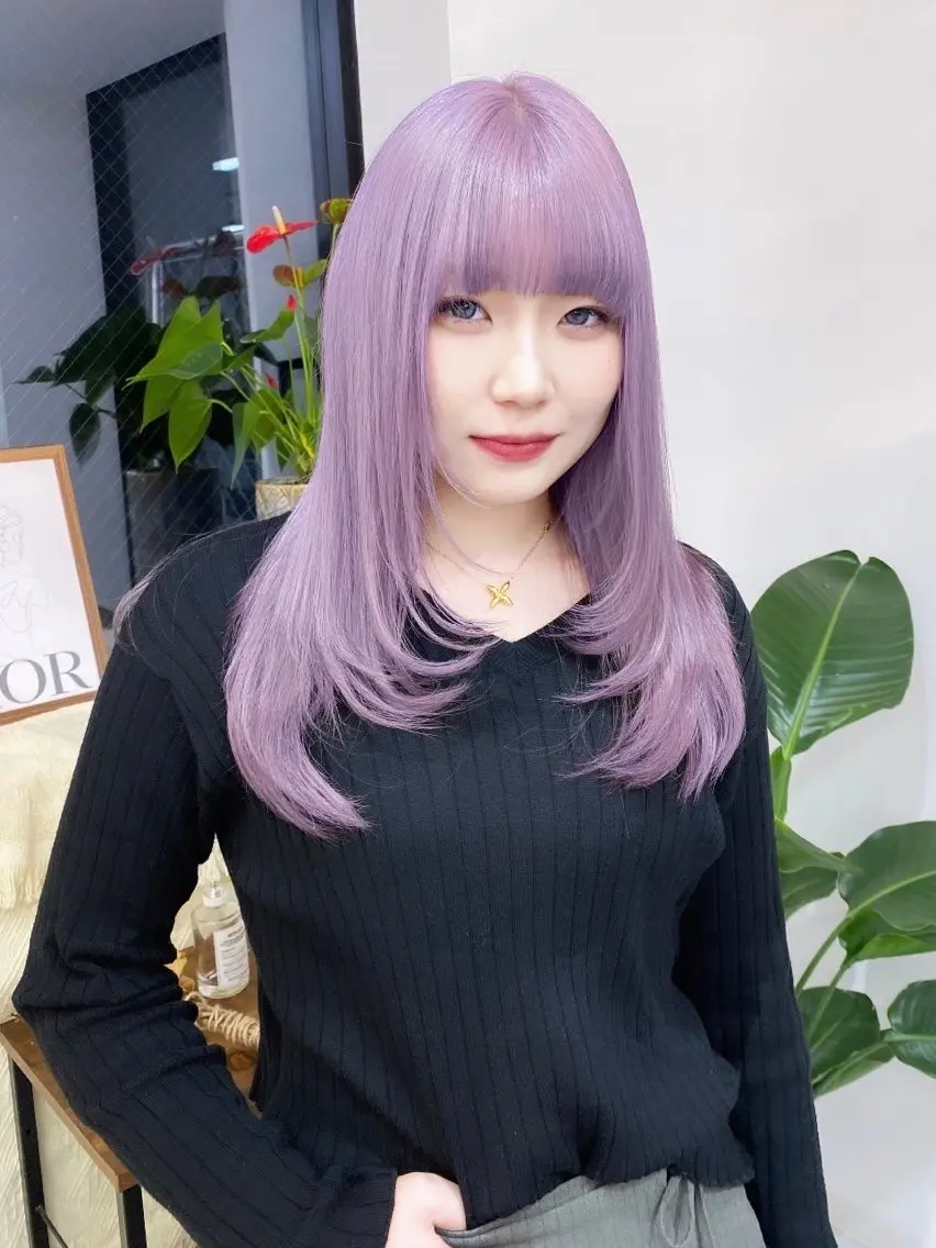ロング カラー カット ヘアカラー ハイトーン特化💍 chloe💍韓国のヘアスタイル