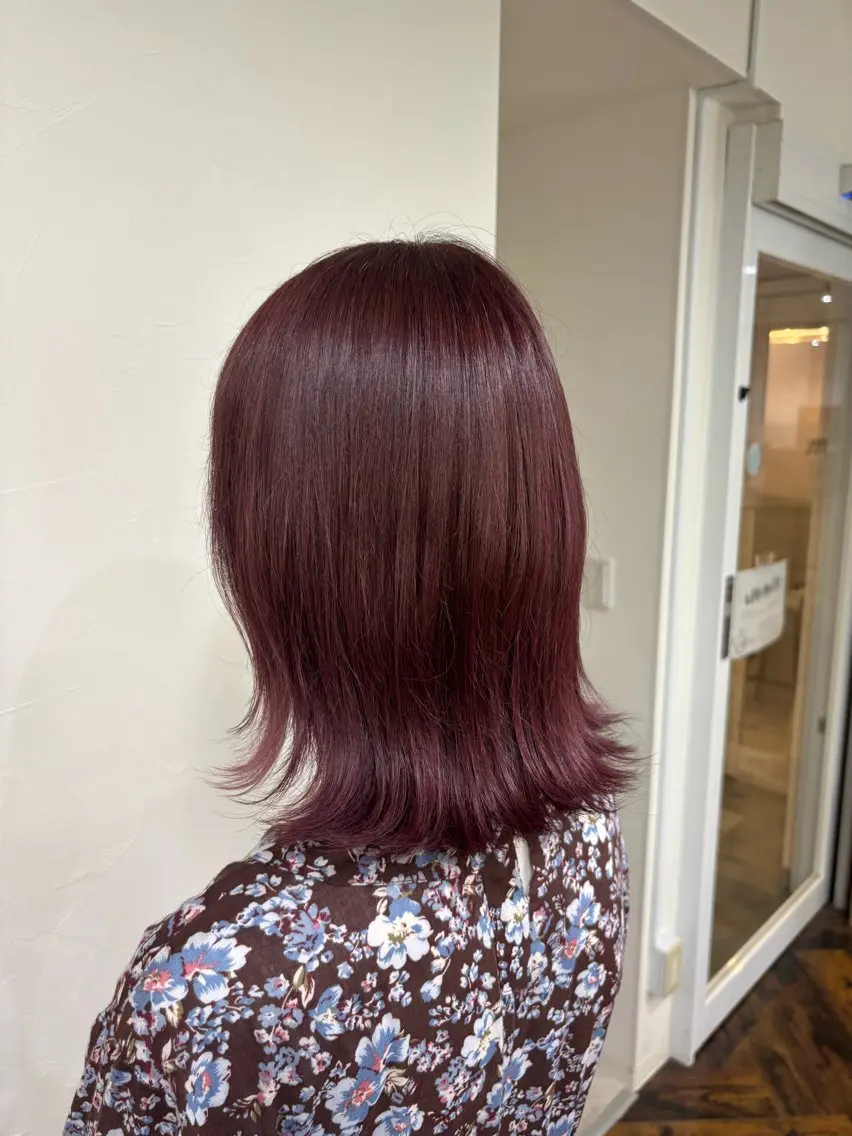 カラー レッドカラー 韓国風ヘア✂︎ 透明感♡ayameのヘアスタイル