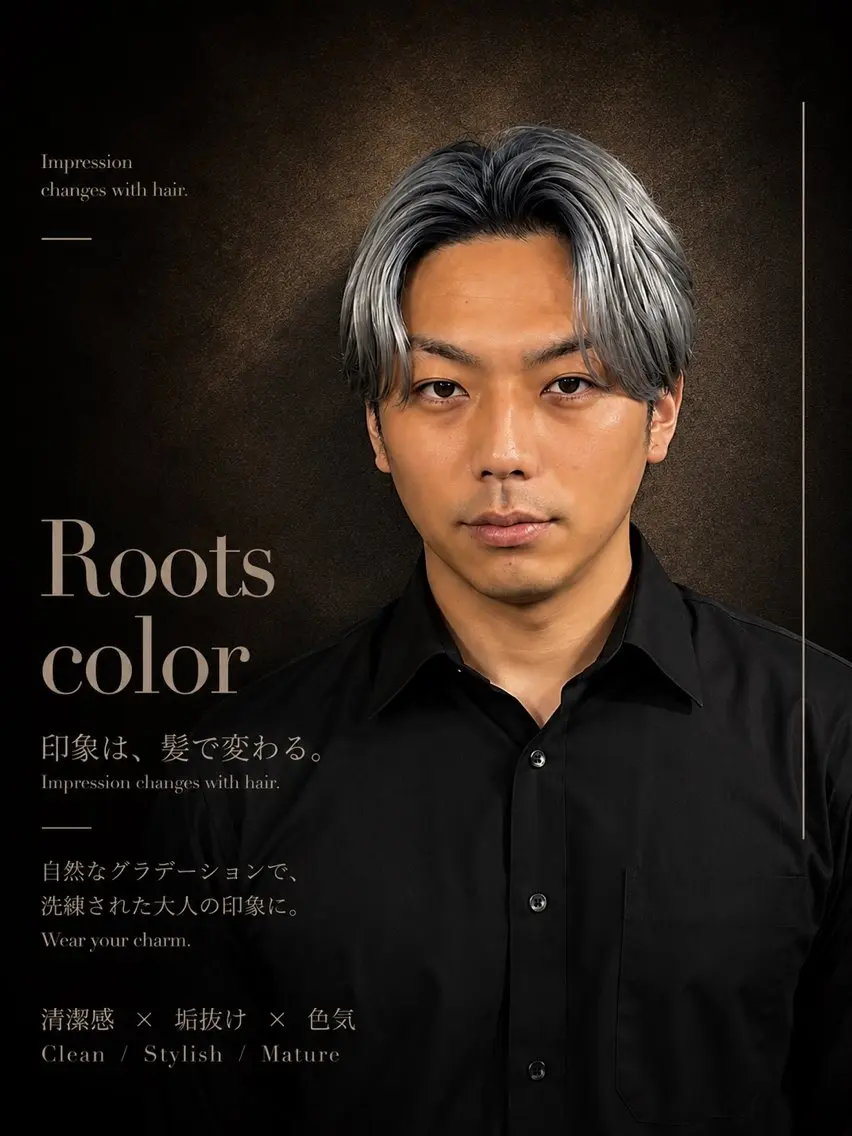 ミディアム カラー メンズ カット ヘアカラー メンズカラー支持率 No.1【心斎橋】のヘアスタイル
