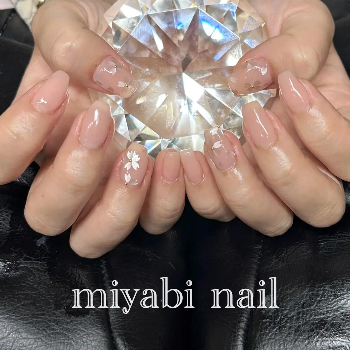 ネイル アートネイル 桜ネイル フラワーネイル ジェルネイル 持ち込み ハンドネイル miyabi nail 桂川駅近くのネイルデザイン
