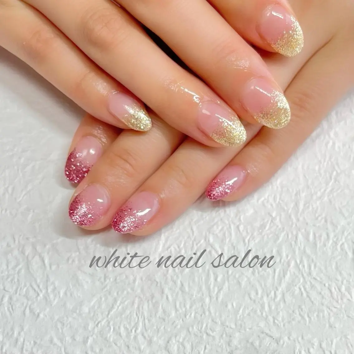 ネイル ジェルネイル ハードジェル ラメ(グリッター) 持ち込み シンプルネイル white nail salonのネイルデザイン