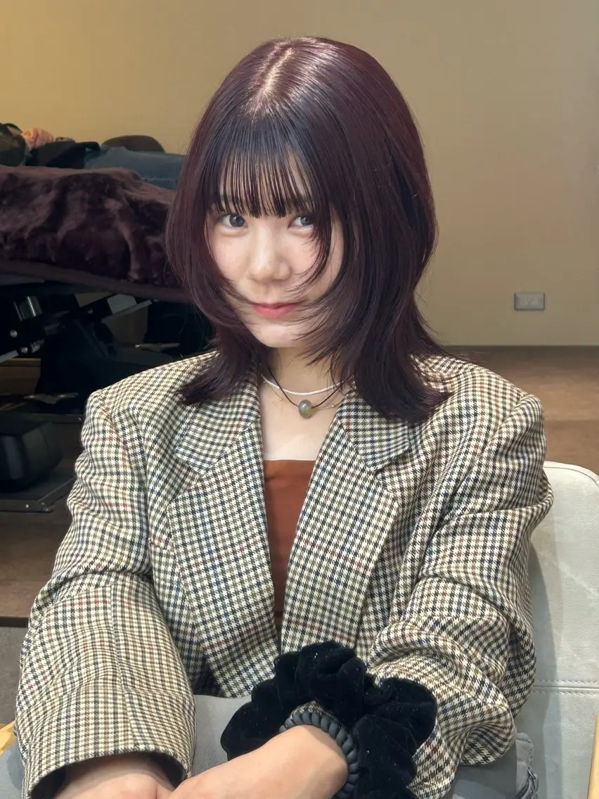 ミディアム カラー ラベンダーカラー ラベンダーピンク ピンクカラー レイヤーカット カット ヘアカラー 髪質改善/レイヤー/ お顔まわり/Ami.のヘアスタイル