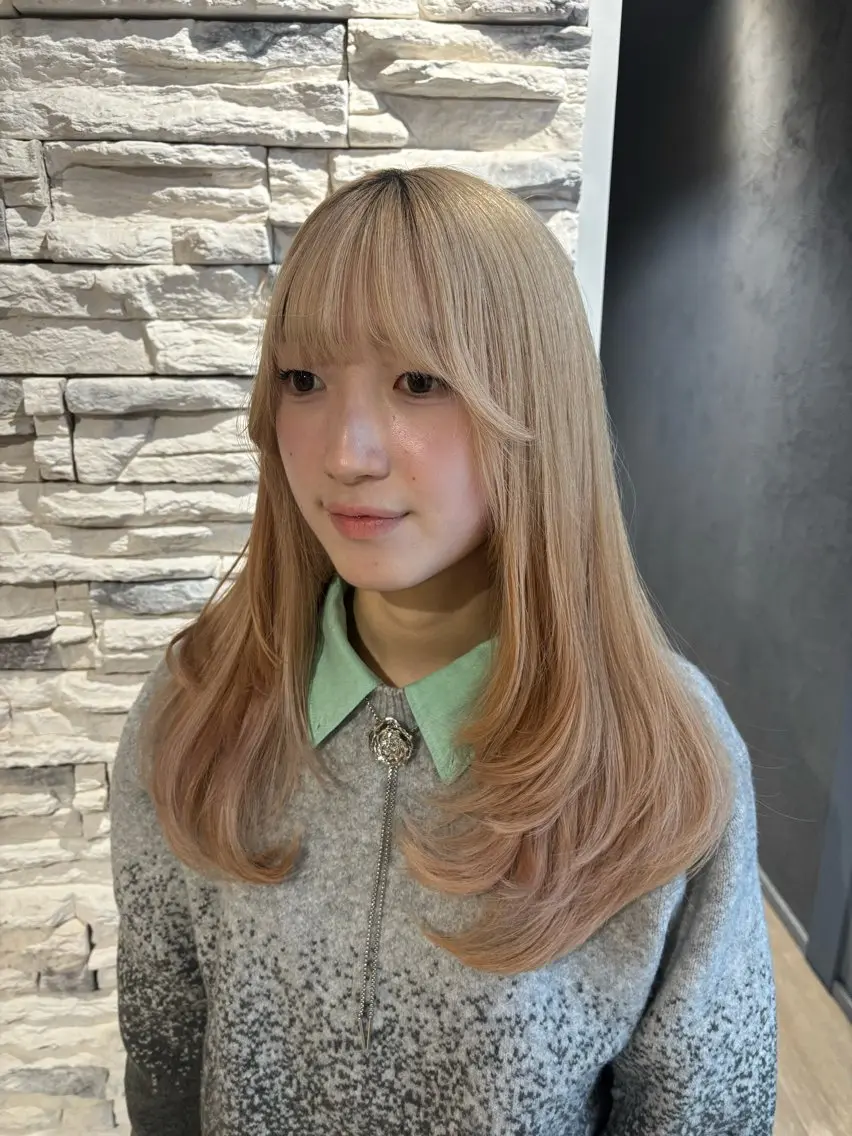 ロング レイヤーカット ヘアカラー MAKI/名駅/ セット/透明感カラーのヘアスタイル